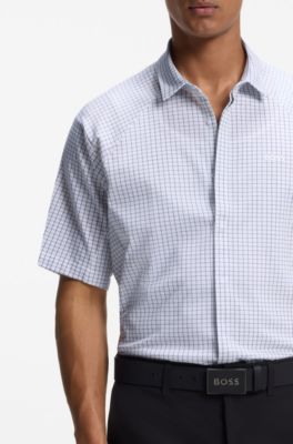 Regular-fit shirt in knitted cotton piqu&eacute;, White Patterned