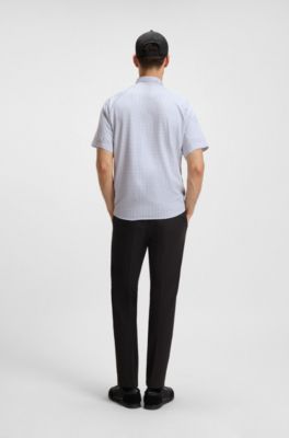 Regular-fit shirt in knitted cotton piqu&eacute;, White Patterned