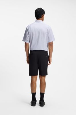 Regular-fit shirt in knitted cotton piqu&eacute;, White Patterned