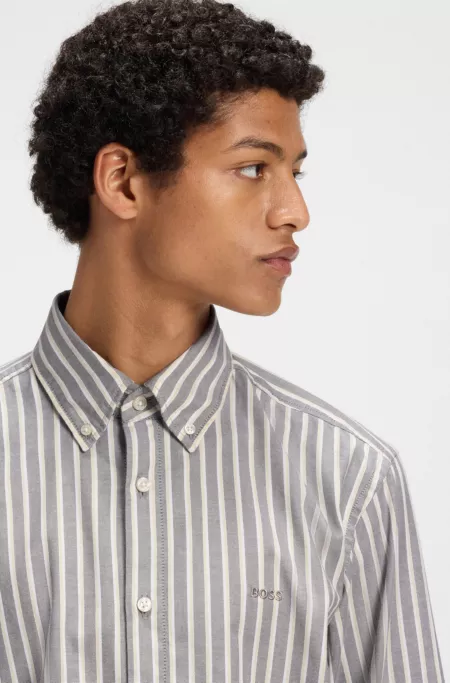 Chemise Regular en coton stretch à rayures