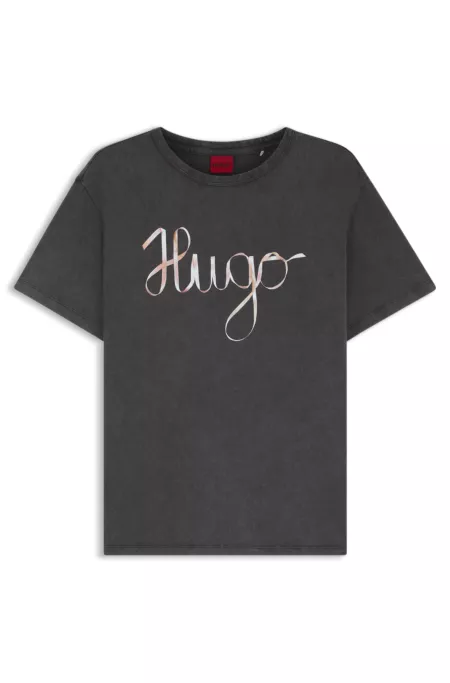 Cotton-jersey T-shirt with logo artwork