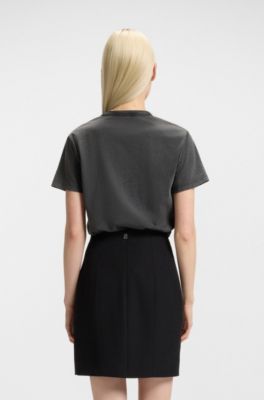 Cotton-jersey T-shirt with logo artwork, Black