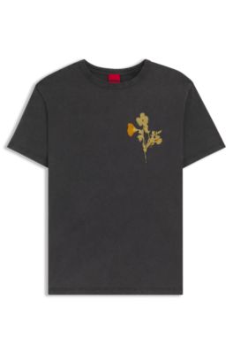 Cotton-jersey T-shirt with logo artwork, Black