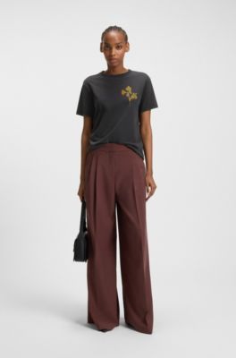 Cotton-jersey T-shirt with logo artwork, Black