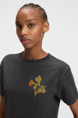 Cotton-jersey T-shirt with logo artwork, Black