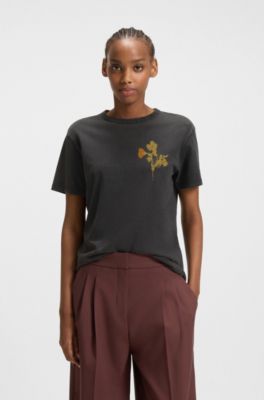 Cotton-jersey T-shirt with logo artwork, Black