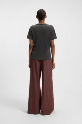 Cotton-jersey T-shirt with logo artwork, Black