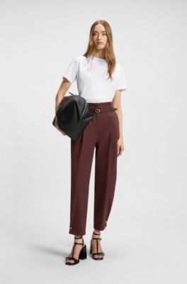 Cotton-jersey T-shirt with logo artwork, White