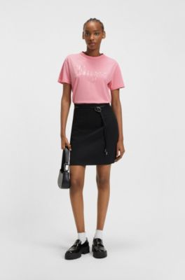 Cotton-jersey T-shirt with logo artwork, Pink