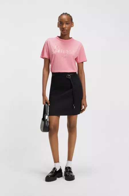 Cotton-jersey T-shirt with logo artwork