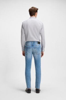 Jeans Delaware slim fit in comodo denim elasticizzato blu, Blu