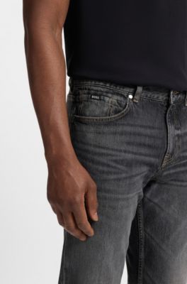 Maine regular fit-jeans i bekv&auml;m gr&aring; stretchig denim, M&ouml;rkgr&aring;