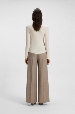 Concealed-closure cardigan in super-fine merino wool, White