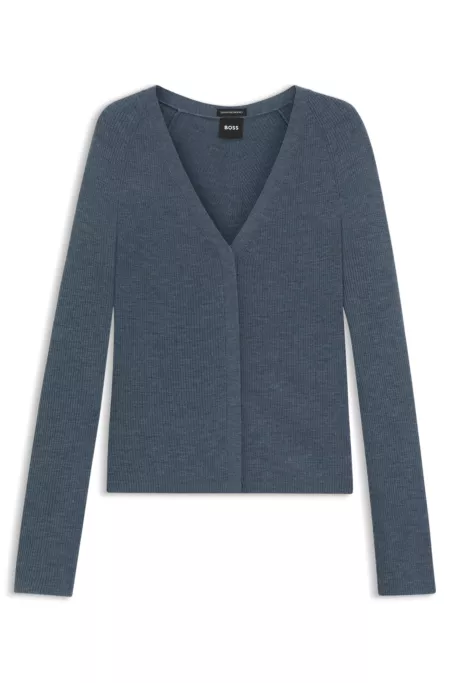 Concealed-closure cardigan in super-fine merino wool
