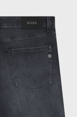 Maine regular-fit jeans in grey Italian denim, Dark Grey