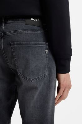 Maine regular-fit jeans in grey Italian denim, Dark Grey