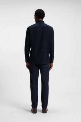Slim-fit shirt in Oxford cotton, Dark Blue