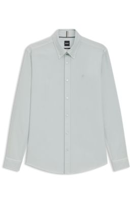 Slim-fit shirt in Oxford cotton, Light Blue