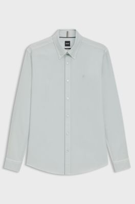 Slim-fit shirt in Oxford cotton, Light Blue