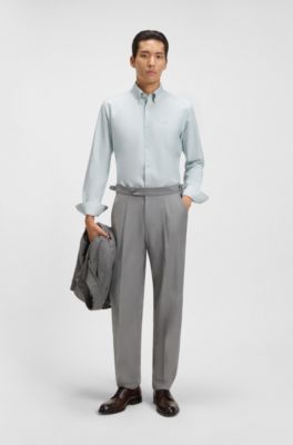 Slim-fit shirt in Oxford cotton, Light Blue