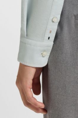 Slim-fit shirt in Oxford cotton, Light Blue