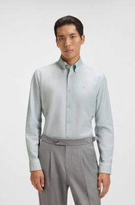 Slim-fit shirt in Oxford cotton, Light Blue