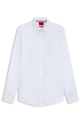 Slim-fit shirt in easy-iron cotton poplin, White