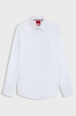 Slim-fit shirt in easy-iron cotton poplin, White