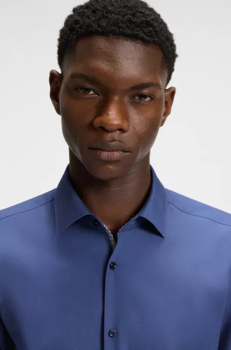 Slim-fit shirt in easy-iron cotton poplin