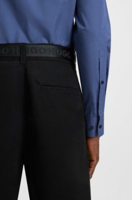 Slim-fit shirt in easy-iron cotton poplin, Blue