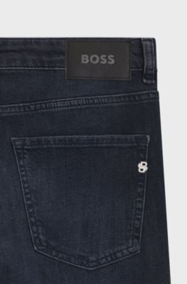 Delaware slim-fit jeans in blue mechanical-stretch denim, Dark Blue