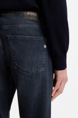 Delaware slim-fit jeans in blue mechanical-stretch denim, Dark Blue