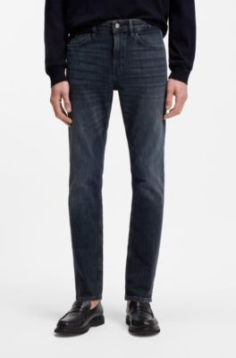 Delaware slim-fit jeans in blue mechanical-stretch denim, Dark Blue