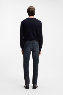 Delaware Slim-Fit Jeans aus blauem Denim mit mechanischem Stretch, Dunkelblau