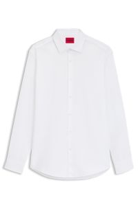 Slim-fit shirt in cotton with logo jacquard, White