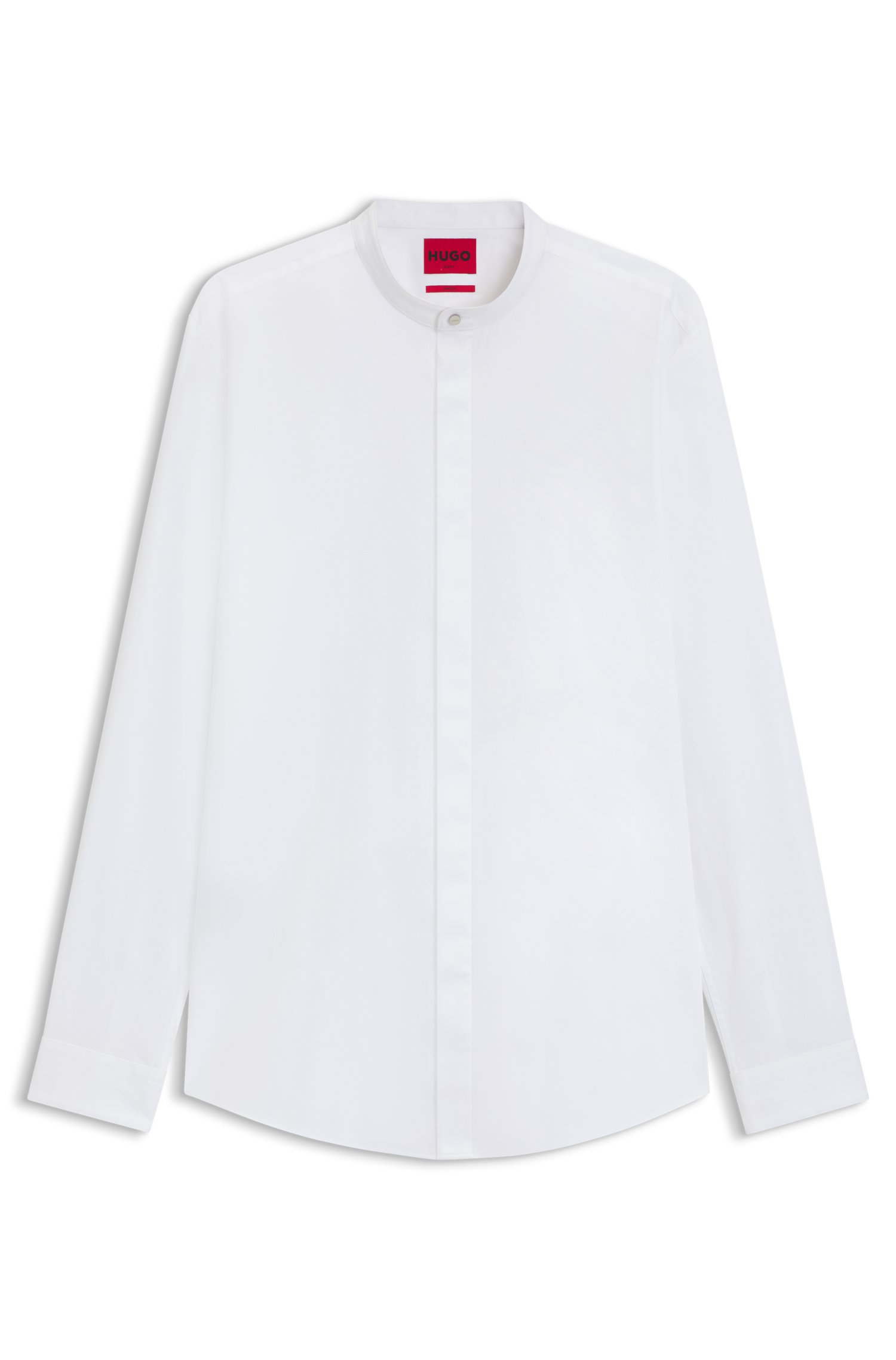 Hugo Slim-fit shirt in stretch cotton with stand collar skjortor & blusar herr