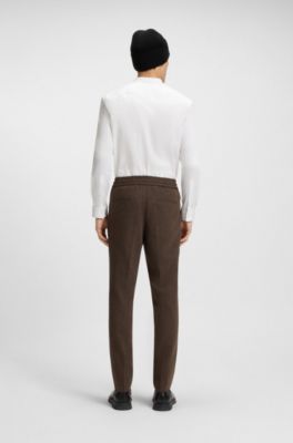 Slim-fit shirt in stretch cotton with stand collar, White