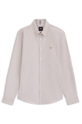 Regular-fit shirt in Oxford cotton, Beige