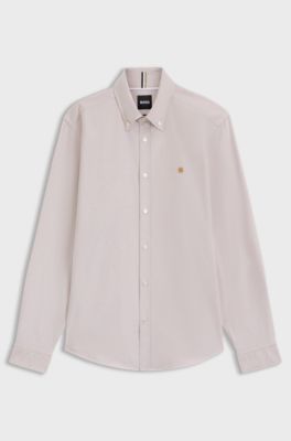 Regular-fit shirt in Oxford cotton, Beige