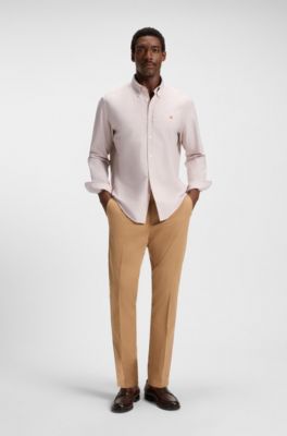 Regular-fit shirt in Oxford cotton, Beige
