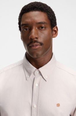 Regular-fit shirt in Oxford cotton, Beige