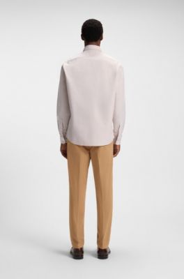 Regular-fit shirt in Oxford cotton, Beige
