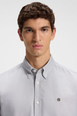 Regular-fit shirt in Oxford cotton, Green