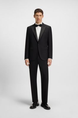 Slim-fit evening shirt with pleat front, White