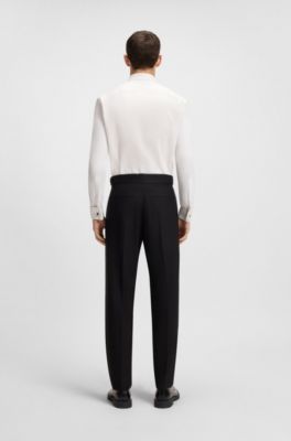 Slim-fit evening shirt with pleat front, White