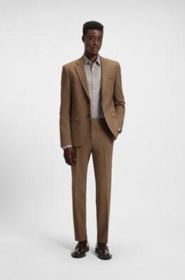 Extra slim fit-skjorta i bomull med fiskbensm&ouml;nster, Brun