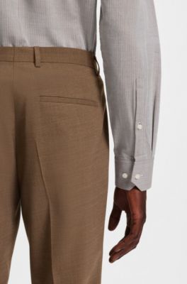 Camisa extra slim fit en algod&oacute;n con estampado de espina, Marr&oacute;n