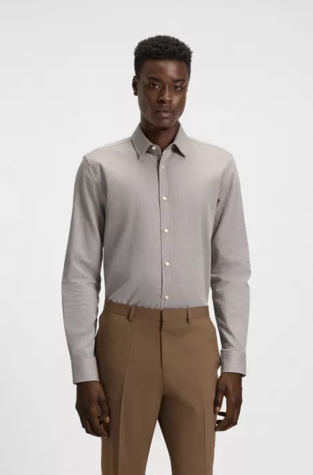Extra-slim-fit shirt in herringbone cotton