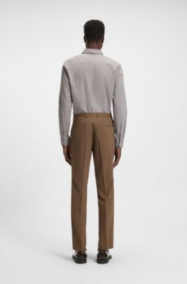 Camisa extra slim fit en algod&oacute;n con estampado de espina, Marr&oacute;n