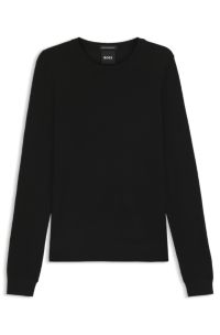 Crew-neck sweater in superfine merino wool, Black